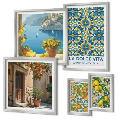 Bilderset fürs Sofa mit italienischen Amalfi-Zitrusblüten