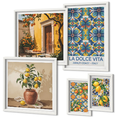 Bildergalerie-set für die wand Italienische Zitrusfrüchte im mediterranen Stil