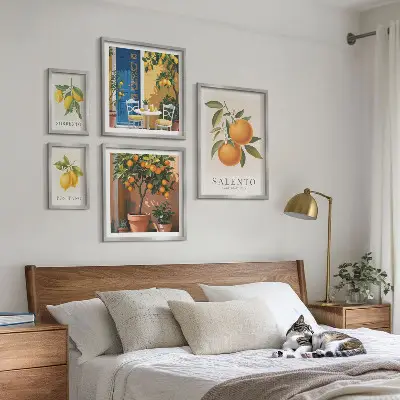 Modernes Wandbilder-Set mit rustikalem italienischem Stil und fruchtigen Elementen