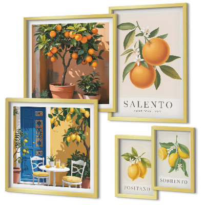 Modernes wandbilder-set Rustikaler italienischer Stil mit fruchtigen Elementen