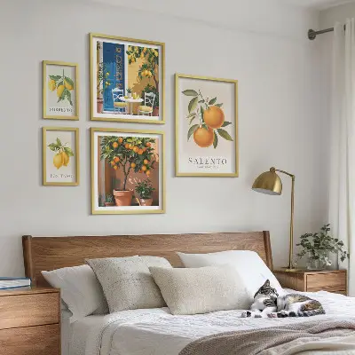 Modernes Wandbilder-Set mit rustikalem italienischem Stil und fruchtigen Elementen