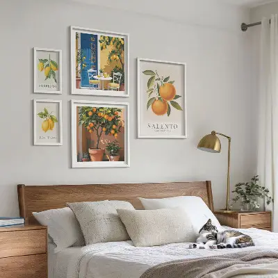 Modernes Wandbilder-Set mit rustikalem italienischem Stil und fruchtigen Elementen