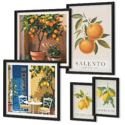 Modernes wandbilder-set Rustikaler italienischer Stil mit fruchtigen Elementen