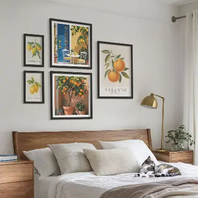 Modernes Wandbilder-Set mit rustikalem italienischem Stil und fruchtigen Elementen