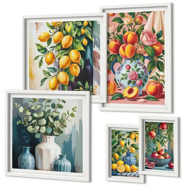 Bilderset fürs Sofa mit fruchtig floralen Kompositionen