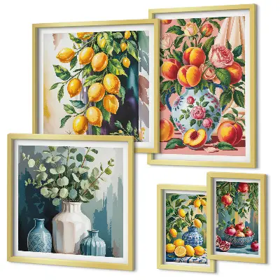 Bilderset fürs Sofa mit fruchtig floralen Kompositionen