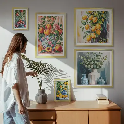Bilderset fürs Sofa mit fruchtig floralen Kompositionen