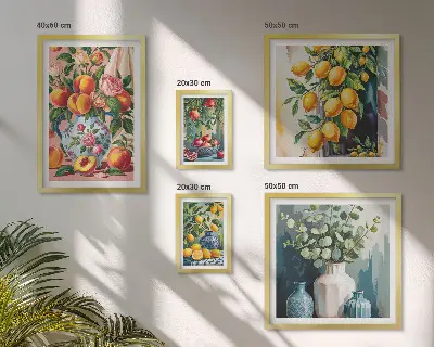 Bilderset fürs Sofa mit fruchtig floralen Kompositionen
