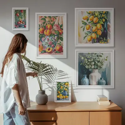Bilderset fürs Sofa mit fruchtig floralen Kompositionen