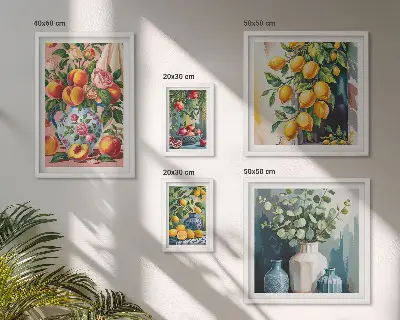Bilderset fürs Sofa mit fruchtig floralen Kompositionen