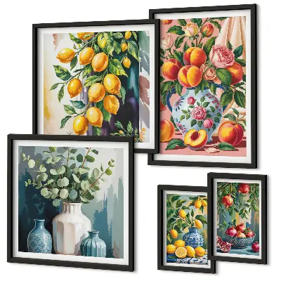 Bilderset fürs Sofa mit fruchtig floralen Kompositionen