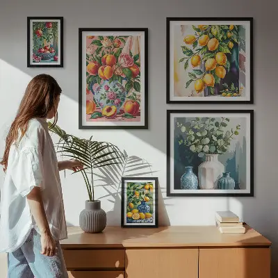 Bilderset fürs Sofa mit fruchtig floralen Kompositionen