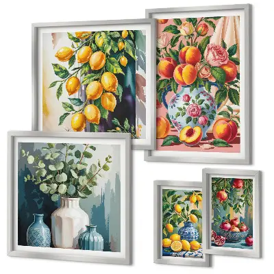 Bilderset fürs Sofa mit fruchtig floralen Kompositionen