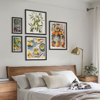 Bildergalerie-set für die wand rustikale Dekoration mit Früchten und Blumen