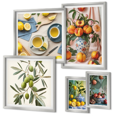 Bildergalerie-set für die wand rustikale Dekoration mit Früchten und Blumen