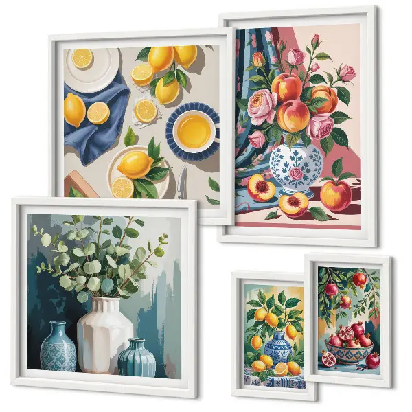 Wandbilder-Set Blumen und Früchte moderne Kompositionen