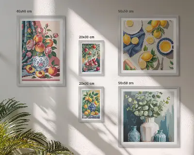 Wandbilder-Set Blumen und Früchte moderne Kompositionen