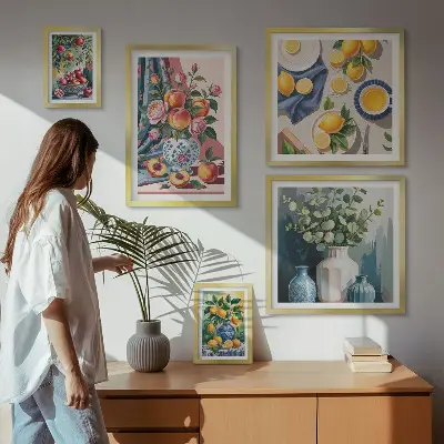 Wandbilder-Set Blumen und Früchte moderne Kompositionen