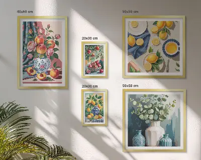 Wandbilder-Set Blumen und Früchte moderne Kompositionen