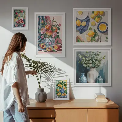 Wandbilder-Set Blumen und Früchte moderne Kompositionen