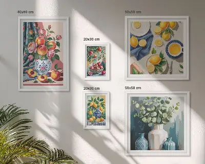Wandbilder-Set Blumen und Früchte moderne Kompositionen