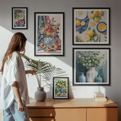 Wandbilder-Set Blumen und Früchte moderne Kompositionen