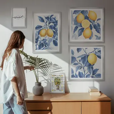 Bildergalerien-Set für die Wand mit rustikalen Zitronenakzenten