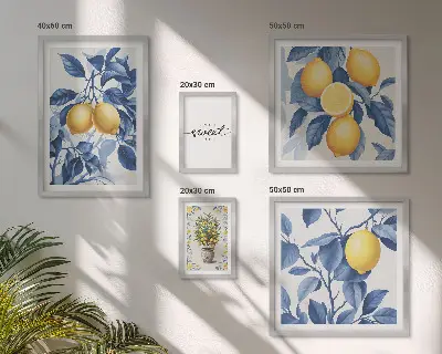Bildergalerien-Set für die Wand mit rustikalen Zitronenakzenten