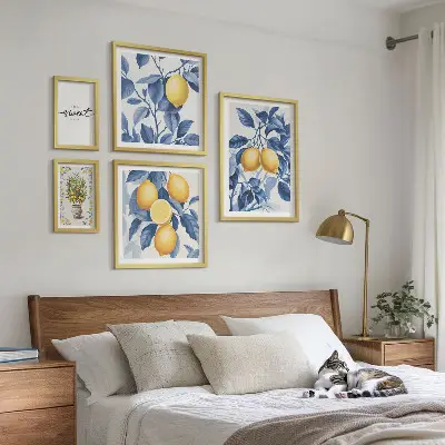 Bildergalerien-Set für die Wand mit rustikalen Zitronenakzenten
