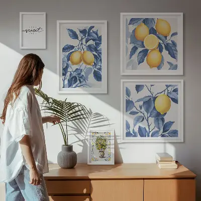 Bildergalerien-Set für die Wand mit rustikalen Zitronenakzenten