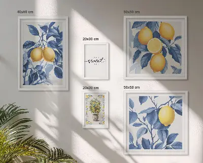 Bildergalerien-Set für die Wand mit rustikalen Zitronenakzenten