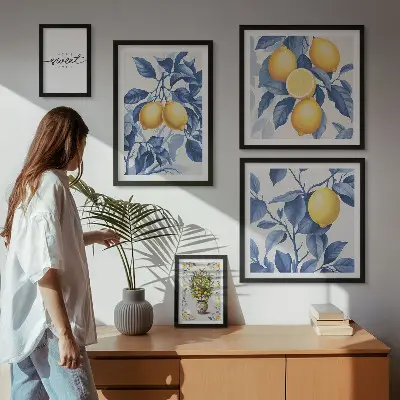 Bildergalerien-Set für die Wand mit rustikalen Zitronenakzenten