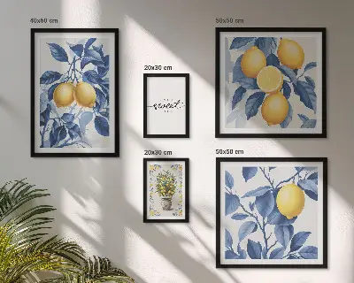 Bildergalerien-Set für die Wand mit rustikalen Zitronenakzenten