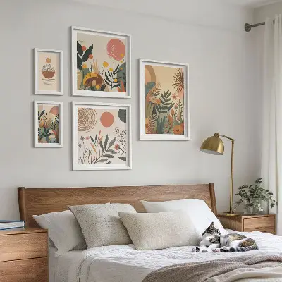 Modernes Wandbilderset mit abstrakten Boho-Pflanzenmotiven