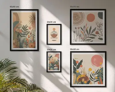 Modernes Wandbilderset mit abstrakten Boho-Pflanzenmotiven
