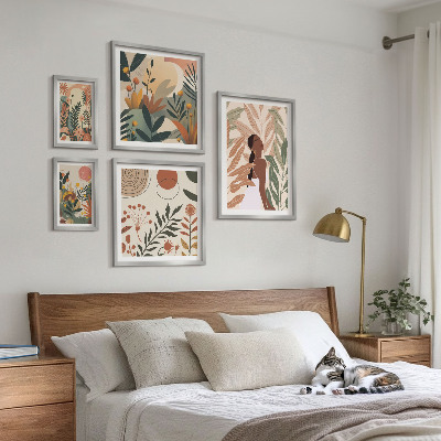 Bilderset fürs sofa Boho-Stil mit einer Pflanzenfigur