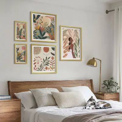 Bilderset fürs Sofa im Boho-Stil mit Pflanzenmotiv