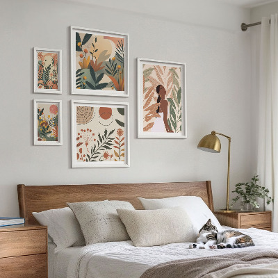 Bilderset fürs sofa Boho-Stil mit einer Pflanzenfigur