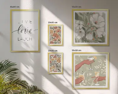 Modernes Wandbilder-Set mit stilvollen floralen Grafik-Slogans