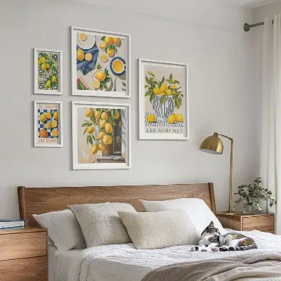 Bildergalerie-Set für die Wand mit provenzalischen Zitrusfrüchten als Wanddekoration