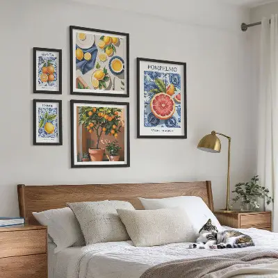 Bildergalerieset für die Wand mit Vintage-Zitrusmotiven