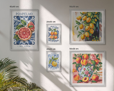 Modernes wandbilder-set Sonnige Vintage-Zitrusfrüchte