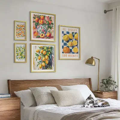 Bildergalerieset für die Wand mit Zitrus Retro Motiv für die Küche