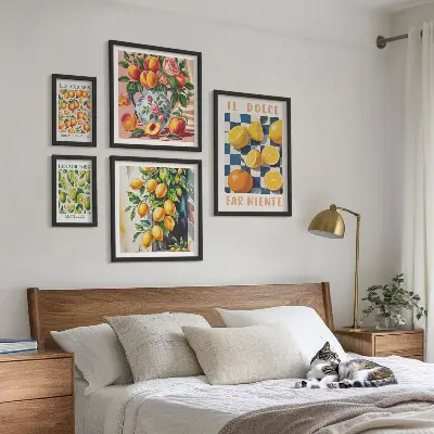 Bildergalerieset für die Wand mit Zitrus Retro Motiv für die Küche