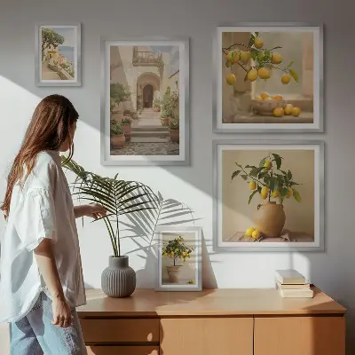 Modernes Wandbilderset mit stilvoller Zitrusdekoration