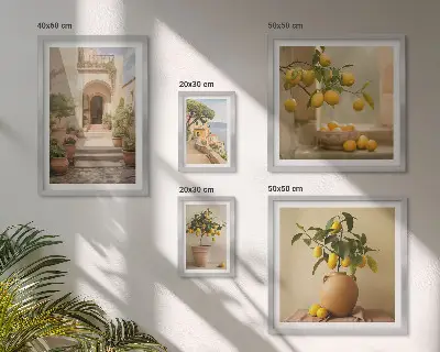 Modernes Wandbilderset mit stilvoller Zitrusdekoration