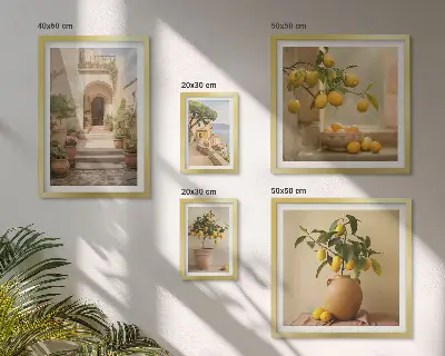 Modernes Wandbilderset mit stilvoller Zitrusdekoration