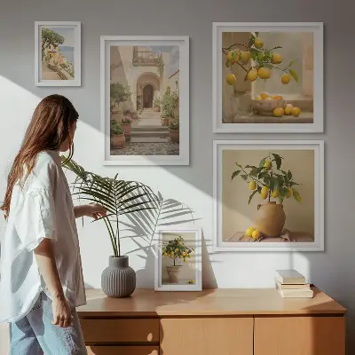 Modernes Wandbilderset mit stilvoller Zitrusdekoration