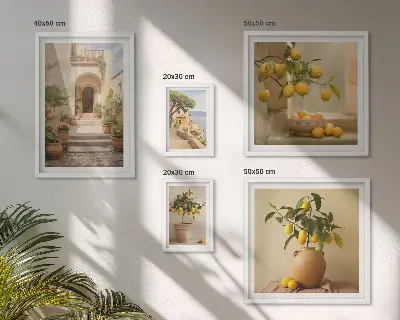 Modernes Wandbilderset mit stilvoller Zitrusdekoration