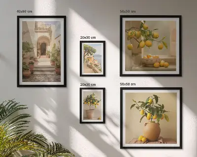 Modernes Wandbilderset mit stilvoller Zitrusdekoration